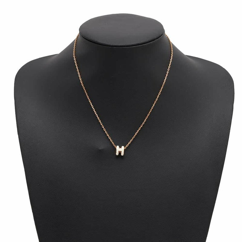 エルメス ネックレス ミニ・ポップアッシュ ホワイト/ピンクゴールド金具 HERMES アクセサリー