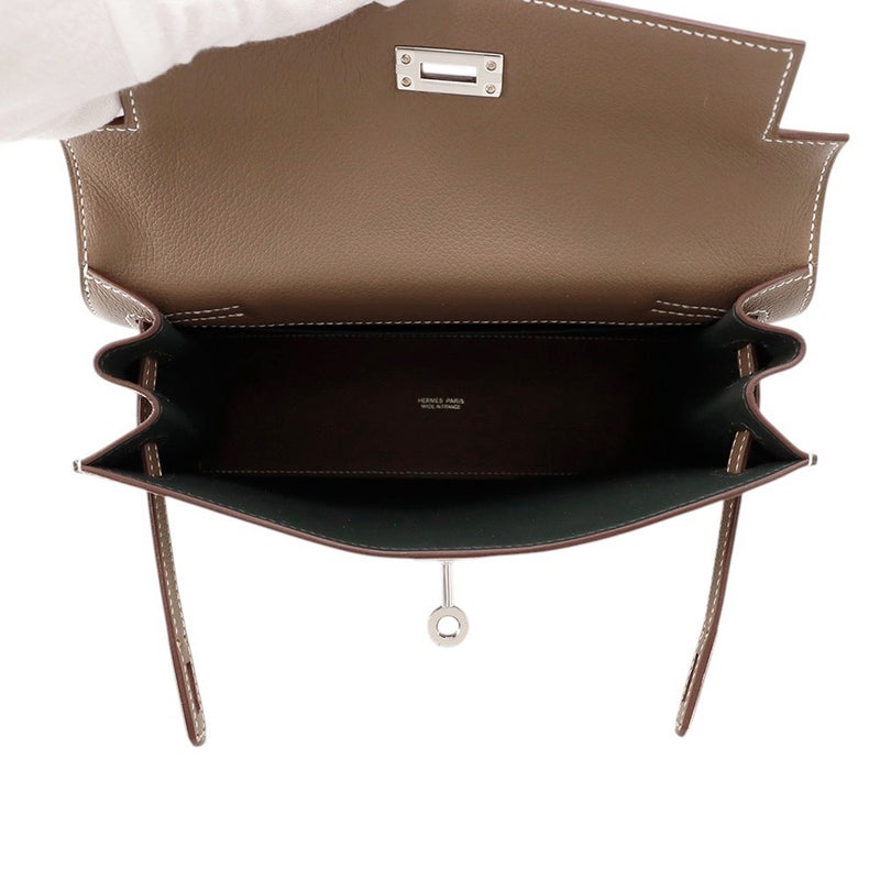 エルメス ショルダーバッグ ケリーダンス2 ヴェルソ エトゥープ/ヴェールマングローブ/シルバー金具 エバーカラー K刻印 クラッチ