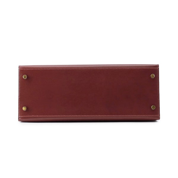 エルメス ハンドバッグ ケリー28 外縫い ルージュアッシュ/ゴールド金具 ボックスカーフ W刻印 ２wayショルダー