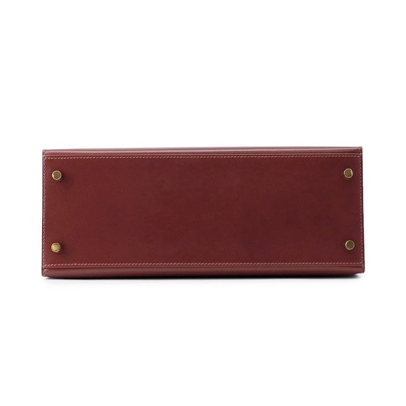 エルメス ハンドバッグ ケリー28 外縫い ルージュアッシュ/ゴールド金具 ボックスカーフ W刻印 ２wayショルダー