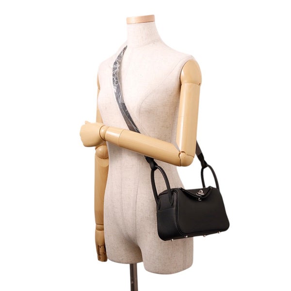 エルメス リンディ ミニ ブラック/シルバー金具 トリヨンクレマンス G刻印 ２wayショルダー 黒