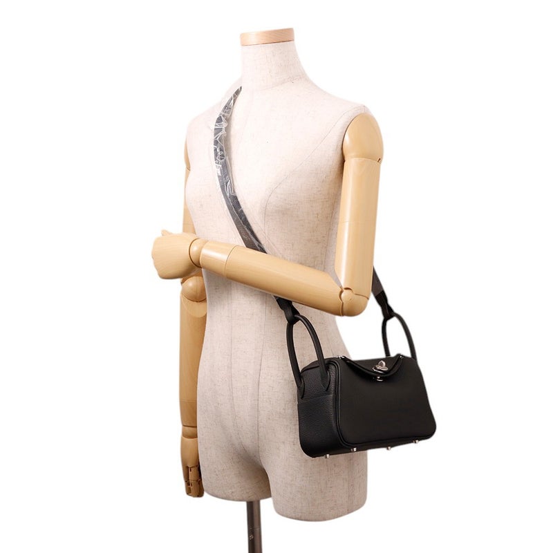 エルメス リンディ ミニ ブラック/シルバー金具 トリヨンクレマンス G刻印 ２wayショルダー 黒