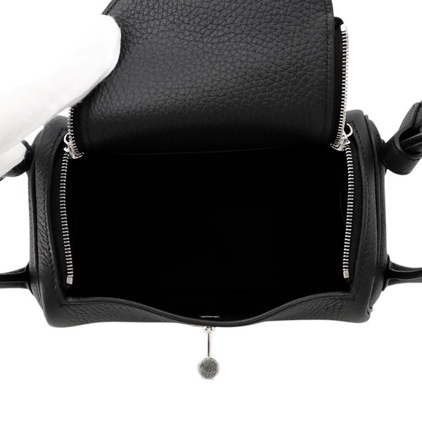 エルメス リンディ ミニ ブラック/シルバー金具 トリヨンクレマンス G刻印 ２wayショルダー 黒
