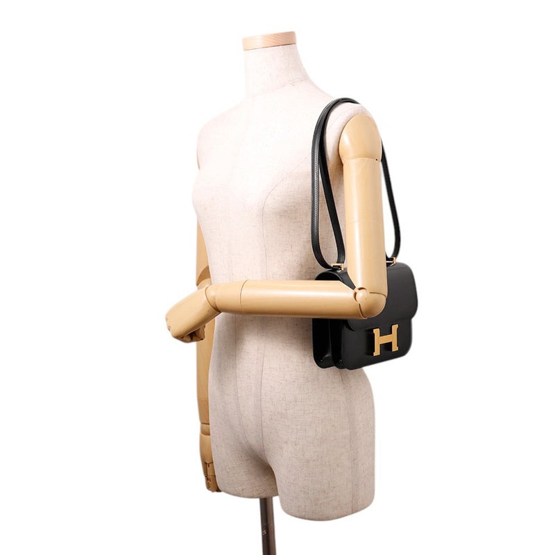 エルメス ミニ コンスタンス3 ミロワール ブラック/ゴールド金具 ボックスカーフ K刻印 黒