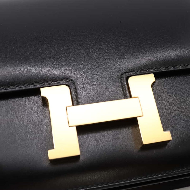 エルメス ミニ コンスタンス3 ミロワール ブラック/ゴールド金具 ボックスカーフ K刻印 黒