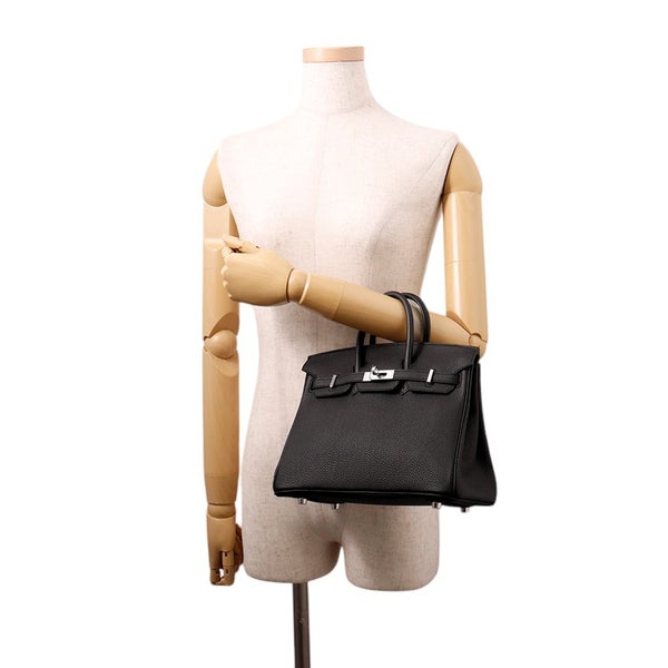 エルメス バーキン25 ブラック/シルバー金具 トゴ K刻印 HERMES Birkin ハンドバッグ 黒