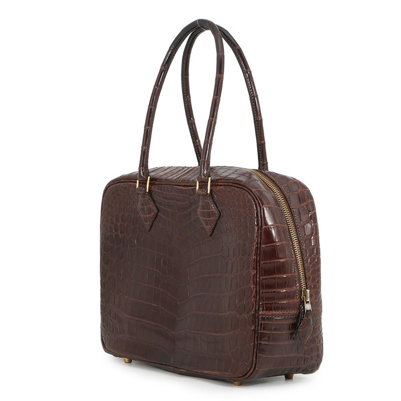 エルメス ハンドバッグ プリュム28 エベンヌ/ゴールド金具 ニロティカスマット □F刻印 HERMES バッグ