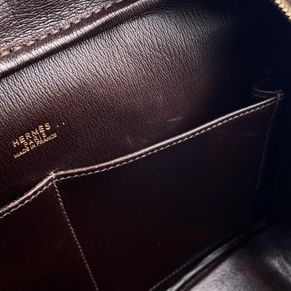 エルメス ハンドバッグ プリュム28 エベンヌ/ゴールド金具 ニロティカスマット □F刻印 HERMES バッグ