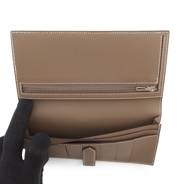 エルメス 長財布 ベアンスフレ エトゥープ/シルバー金具 エプソン B刻印 財布