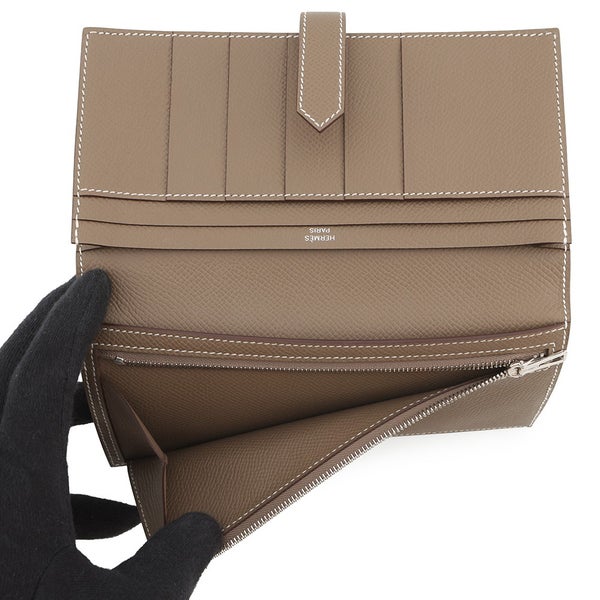 エルメス 長財布 ベアンスフレ エトゥープ/シルバー金具 エプソン B刻印 財布