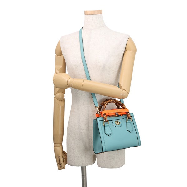 グッチ ハンドバッグ ダイアナ ミニ GG レザー/バンブー 655661 GUCCI 2wayショルダー