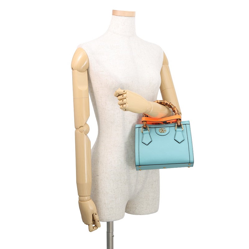 グッチ ハンドバッグ ダイアナ ミニ GG レザー/バンブー 655661 GUCCI 2wayショルダー