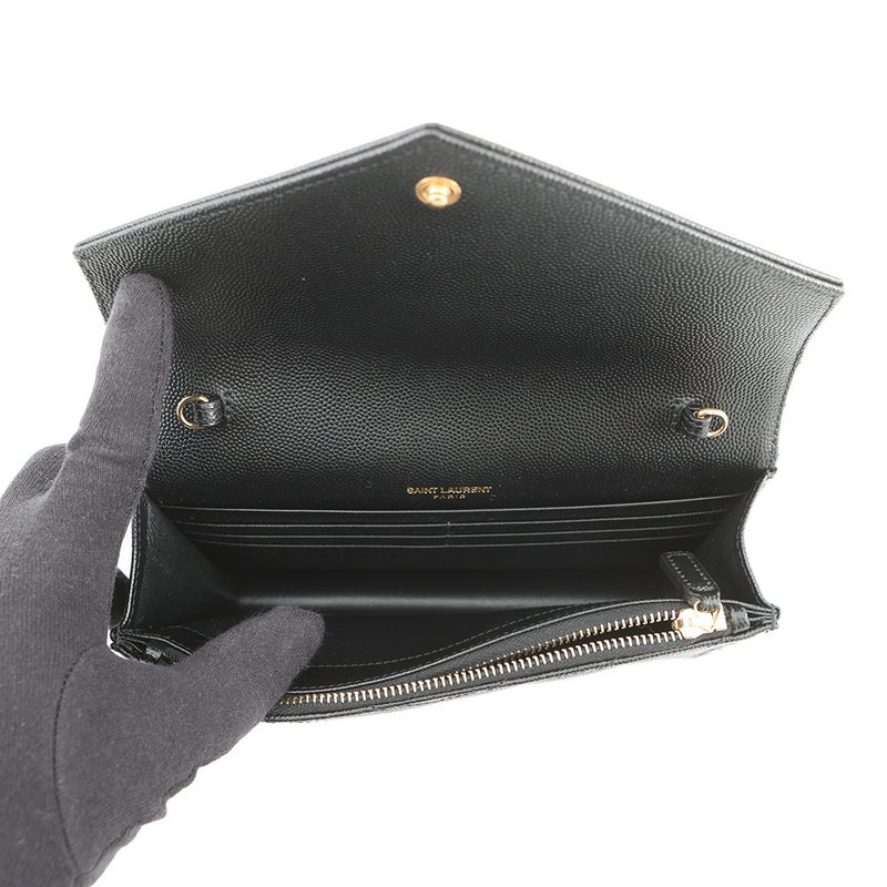 サンローランパリ チェーンウォレット カサンドラ エンベロープ レザー 393953 SAINT LAURENT PARIS 財布 黒