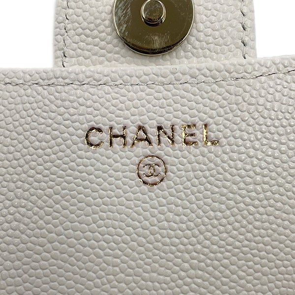 シャネル チェーンショルダーバッグ マトラッセ ココマーク フラップ フォンケース キャビアスキン AP2096 CHANEL 白