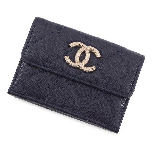 シャネル 三つ折り財布 マトラッセ ココマーク スモールフラップ キャビアスキン AP4319 CHANEL