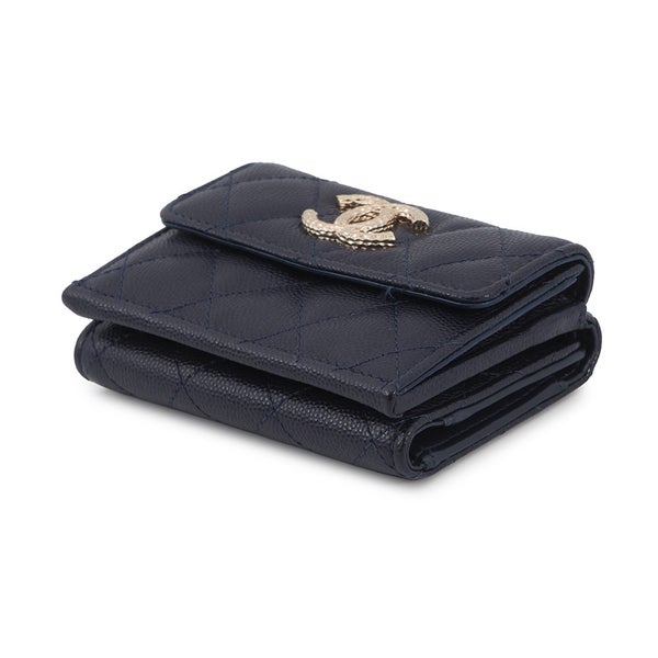 シャネル 三つ折り財布 マトラッセ ココマーク スモールフラップ キャビアスキン AP4319 CHANEL