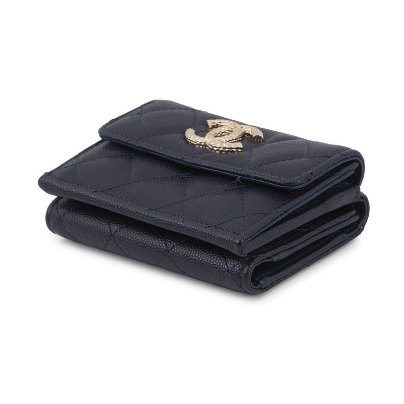 シャネル 三つ折り財布 マトラッセ ココマーク スモールフラップ キャビアスキン AP4319 CHANEL