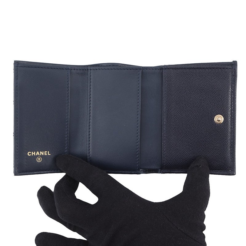 シャネル 三つ折り財布 マトラッセ ココマーク スモールフラップ キャビアスキン AP4319 CHANEL