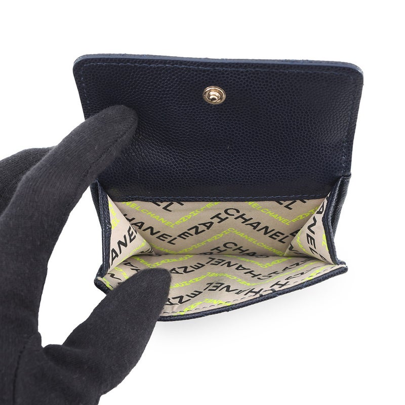 シャネル 三つ折り財布 マトラッセ ココマーク スモールフラップ キャビアスキン AP4319 CHANEL