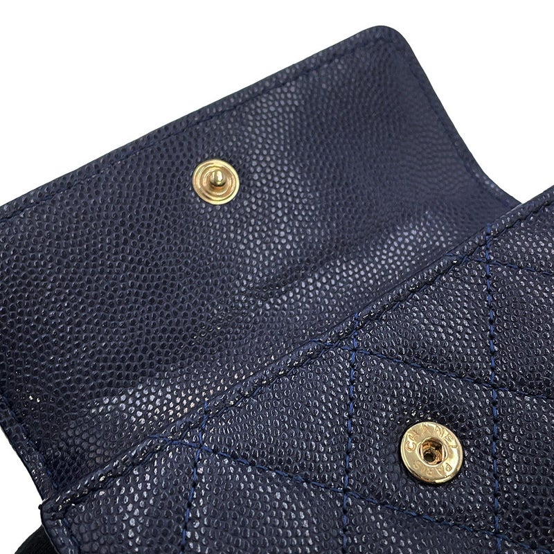 シャネル 三つ折り財布 マトラッセ ココマーク スモールフラップ キャビアスキン AP4319 CHANEL