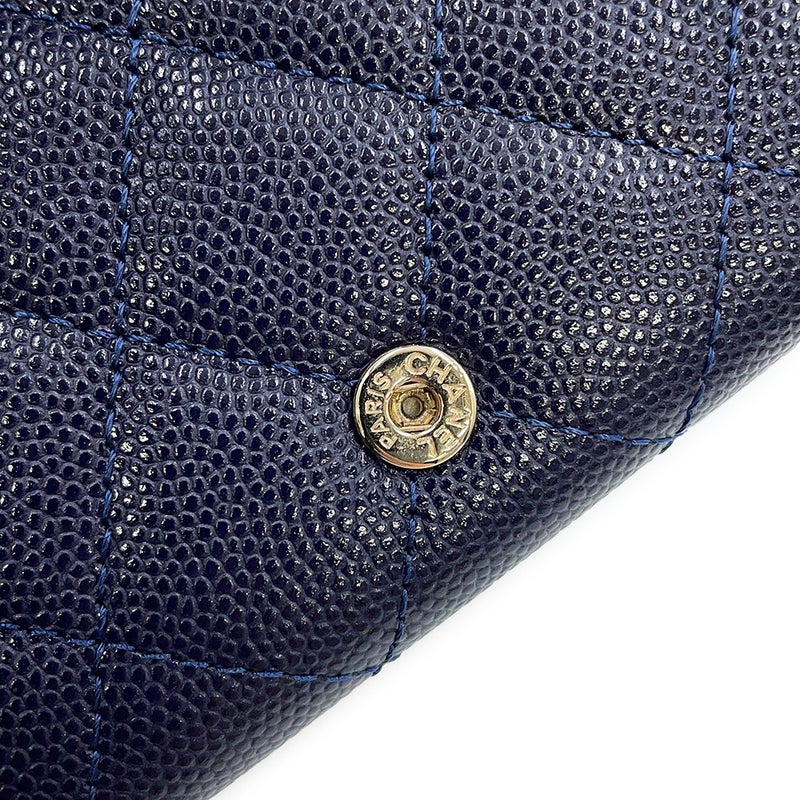 シャネル 三つ折り財布 マトラッセ ココマーク スモールフラップ キャビアスキン AP4319 CHANEL