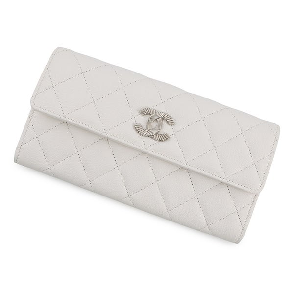 シャネル 長財布 マトラッセ ココマーク ロングウォレット キャビアスキン AP4327 CHANEL 白