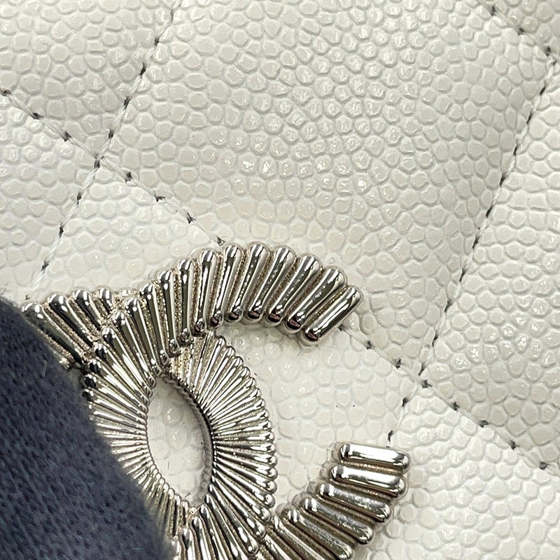 シャネル 長財布 マトラッセ ココマーク ロングウォレット キャビアスキン AP4327 CHANEL 白