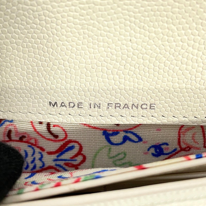 シャネル 長財布 マトラッセ ココマーク ロングウォレット キャビアスキン AP4327 CHANEL 白