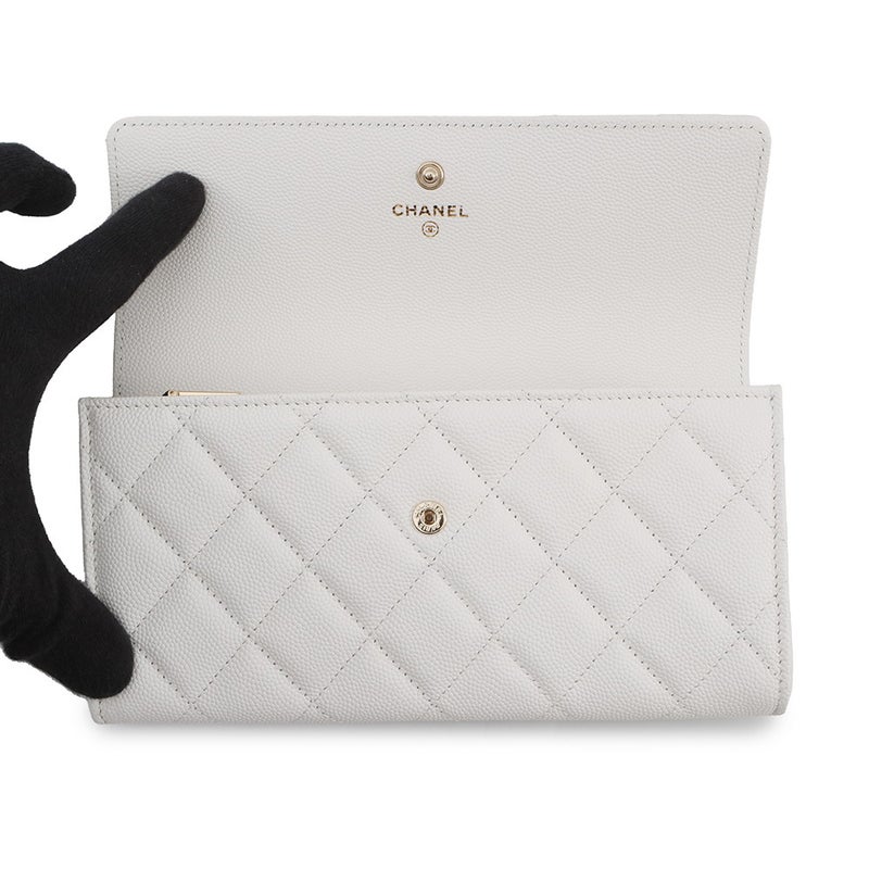 シャネル 長財布 マトラッセ ココマーク ロングウォレット キャビアスキン AP4247 CHANEL 白
