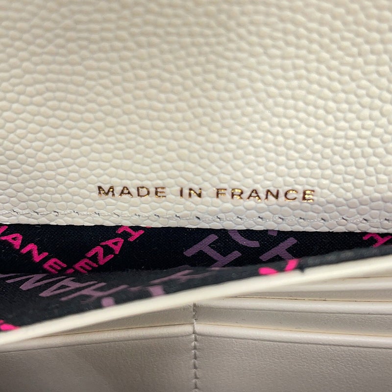 シャネル 長財布 マトラッセ ココマーク ロングウォレット キャビアスキン AP4247 CHANEL 白