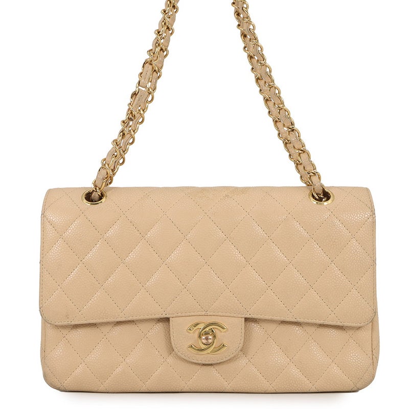 シャネル チェーンショルダーバッグ マトラッセ25 ココマーク ダブルチェーン キャビアスキン A01112 CHANEL