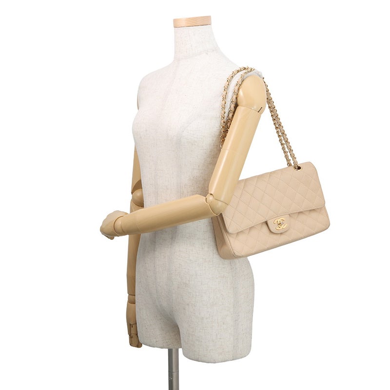 シャネル チェーンショルダーバッグ マトラッセ25 ココマーク ダブルチェーン キャビアスキン A01112 CHANEL