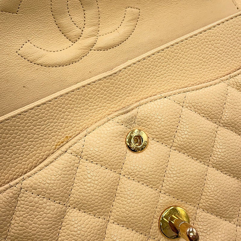 シャネル チェーンショルダーバッグ マトラッセ25 ココマーク ダブルチェーン キャビアスキン A01112 CHANEL