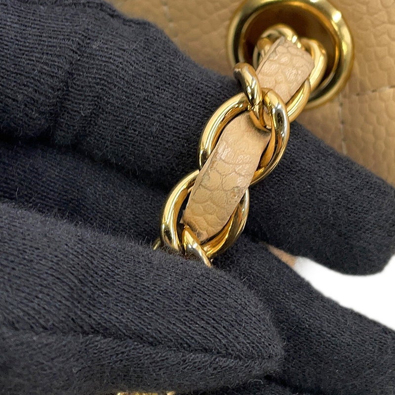 シャネル チェーンショルダーバッグ マトラッセ25 ココマーク ダブルチェーン キャビアスキン A01112 CHANEL