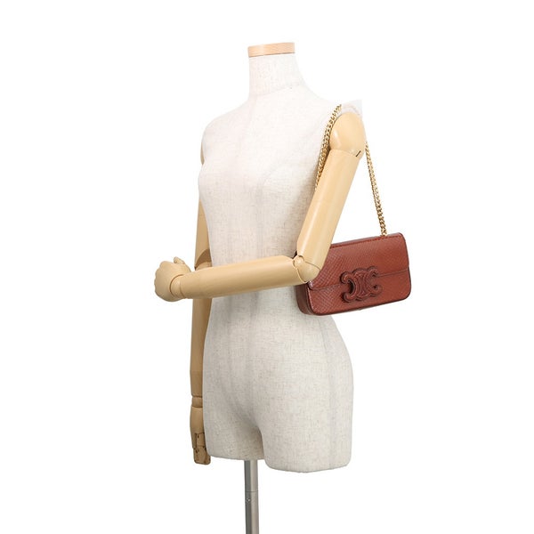 セリーヌ チェーンショルダーバッグ トリオンフ パイソン 199244 CELINE ブラウン