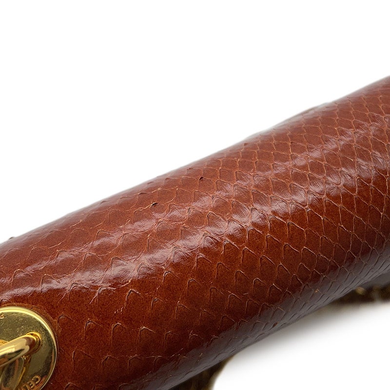 セリーヌ チェーンショルダーバッグ トリオンフ パイソン 199244 CELINE ブラウン