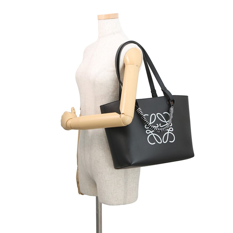 ロエベ トートバッグ アナグラム レザー A717S72X11 LOEWE 2wayショルダーバッグ 黒 白