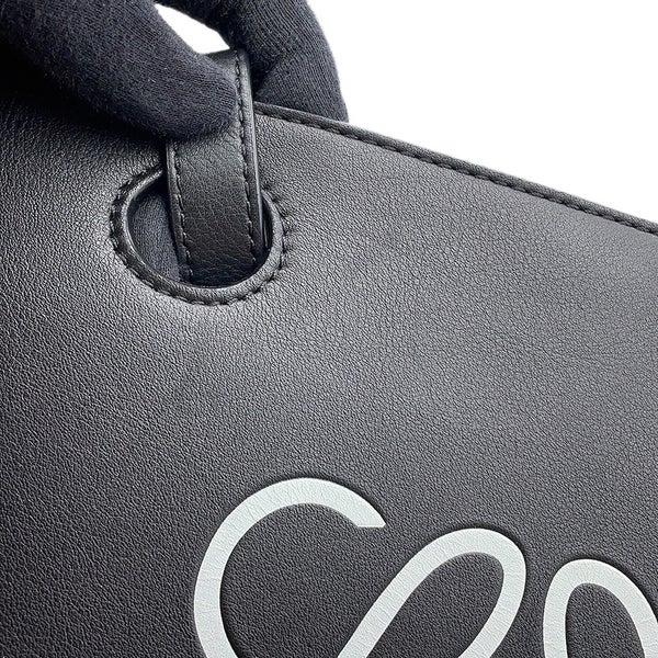 ロエベ トートバッグ アナグラム レザー A717S72X11 LOEWE 2wayショルダーバッグ 黒 白