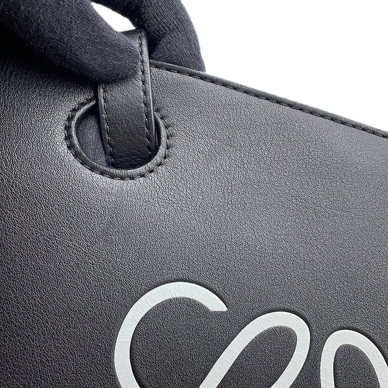 ロエベ トートバッグ アナグラム レザー A717S72X11 LOEWE 2wayショルダーバッグ 黒 白