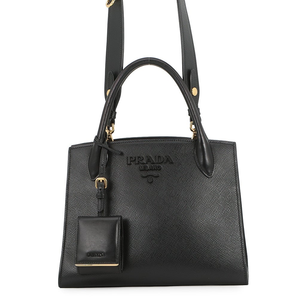 プラダ ハンドバッグ モノクローム サフィアーノレザー PRADA 1BA156