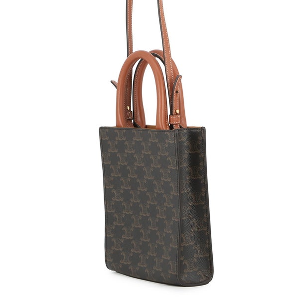 セリーヌ ハンドバッグ トリオンフ ミニ バーティカル カバ PVC/レザー 194372 CELINE 2wayショルダーバッグ ブラウン