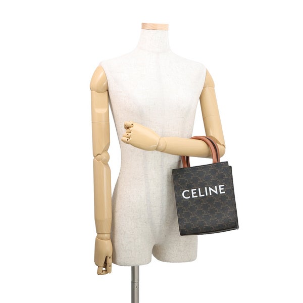 セリーヌ ハンドバッグ トリオンフ ミニ バーティカル カバ PVC/レザー 194372 CELINE 2wayショルダーバッグ ブラウン