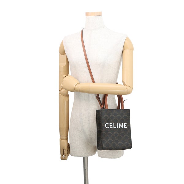 セリーヌ ハンドバッグ トリオンフ ミニ バーティカル カバ PVC/レザー 194372 CELINE 2wayショルダーバッグ ブラウン