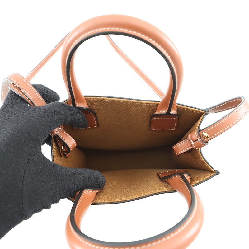 セリーヌ ハンドバッグ トリオンフ ミニ バーティカル カバ PVC/レザー 194372 CELINE 2wayショルダーバッグ ブラウン