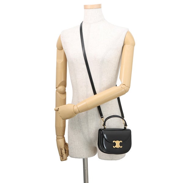 セリーヌ ハンドバッグ トリオンフ ミニ ブザス クレア カーフレザー 10L063 CELINE ミニバッグ 2wayショルダー 黒