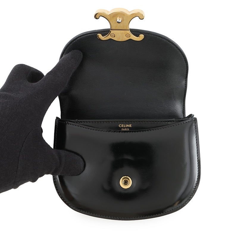 セリーヌ ハンドバッグ トリオンフ ミニ ブザス クレア カーフレザー 10L063 CELINE ミニバッグ 2wayショルダー 黒