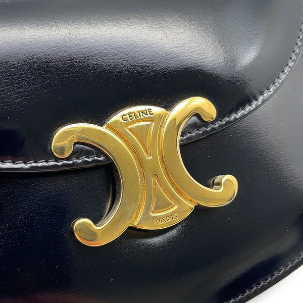 セリーヌ ハンドバッグ トリオンフ ミニ ブザス クレア カーフレザー 10L063 CELINE ミニバッグ 2wayショルダー 黒