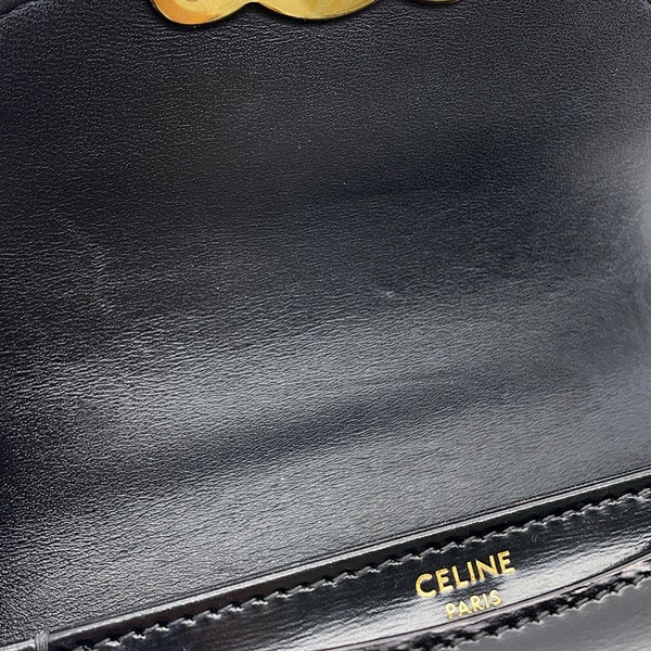 セリーヌ ハンドバッグ トリオンフ ミニ ブザス クレア カーフレザー 10L063 CELINE ミニバッグ 2wayショルダー 黒