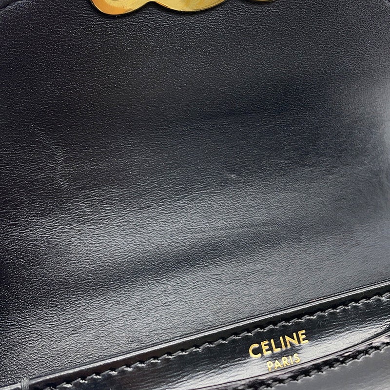 セリーヌ ハンドバッグ トリオンフ ミニ ブザス クレア カーフレザー 10L063 CELINE ミニバッグ 2wayショルダー 黒
