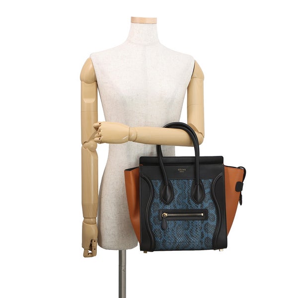 セリーヌ ハンドバッグ ラゲージショッパー マイクロ レザー/パイソン CELINE バッグ